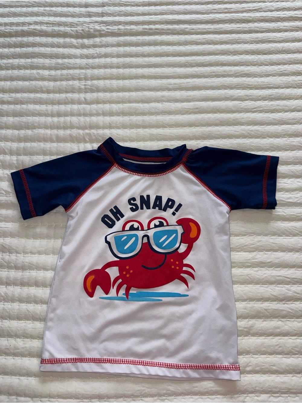 Swiggles White & Navy 'Oh Snap!' Red Crab Rashguard